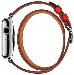 - Apple Watch Hermes Double Tour 38mm Stainless Steel Case with Capucine Leather Band (MLC22) 3