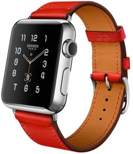 - Apple Watch Hermes Single Tour 38mm Stainless Steel Case with Capucine Leather Band (MLJG2)