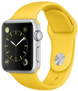 - Apple Watch Sport 38mm Silver Aluminum Case with Yellow Sport Band (MMF02)