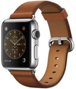 - Apple Watch 38mm Stainless Steel Case with Saddle Brown Classic Buckle (MMF72)