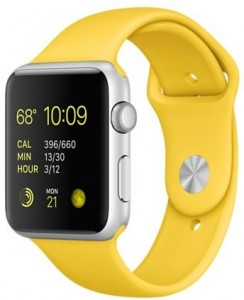 - Apple Watch Sport 42mm Silver Aluminum Case with Yellow Sport Band (MMFE2)