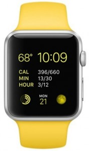 - Apple Watch Sport 42mm Silver Aluminum Case with Yellow Sport Band (MMFE2) 5