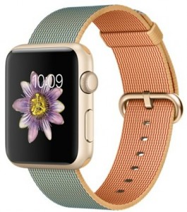 - Apple Watch Sport 42mm Gold Aluminum Case with Gold/Royal Blue Woven Nylon (MMFQ2)