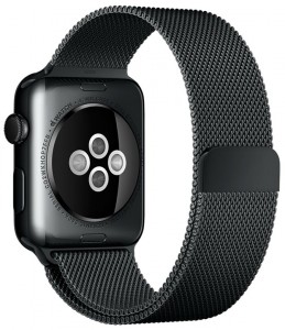 - Apple Watch 42mm Space Black Stainless Steel Case with Space Black Milanese Loop (MMG22) 4