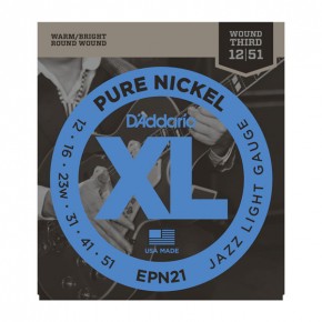    D'Addario EPN21 XL Pure Nickel Jazz Light 12-51