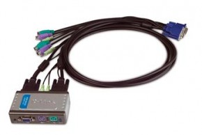 KVM- D-Link KVM-121 2port w/cables w/audio