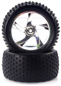  1:18 Tire And Chrome Rim For Truggy 2p Himoto (23626v+28652)