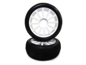  1:8 White Rim & Tire Complete For Buggy 2P Himoto (821003W)